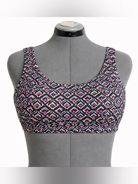 NWT Sol Borne Geometric Bikini Top | Medium | Sporty Scoop Neck Swim Top